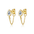 LUOTEEMI  Fashion U Shaped Chain Link Design Huggie Clip on Earrings with 14K Gold Plating 925 Silver Jewelry