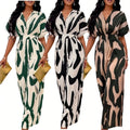 Women's High Waist Short Sleeve Jumpsuit Wide Leg Printed Summer Casual Overalls Loose Fit with Good Visibility