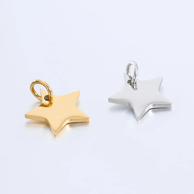 Stainless Steel Star Charms Mini Metal Gold Plated Charms DIY Bracelet Necklace Pendants for Jewelry Making