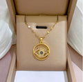 Hot Selling Full Diamonds Eye Pendant Women Necklace Crystal Stainless Steel Clavicle Chain Gold Necklace Jewelry