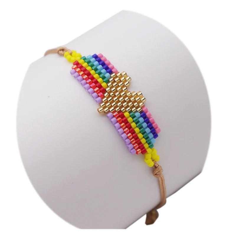 Fashion Boho Heart Bracelet Handmade Woven Jewelry Adjustable Miyuki Seed Beaded Bracelets for Women Mother's Gift