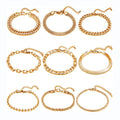 BM Fashion Stainless Steel Gold Plated Chain Link Bracelet Waterproof Hypoallergenic Geometric Bangles for Gift