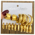 Women Hypoallergenic Jewelry Earrings Stainless Steel 18k Gold Plated Screw Twisted C-shape Hoop Earrings