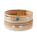 2025 New ORNAPEADIA SZ00370 Bohemian Style Handmade Crystal Eyes Pearl Accessories Multi-layer Leather Magnetic Buckle Women's