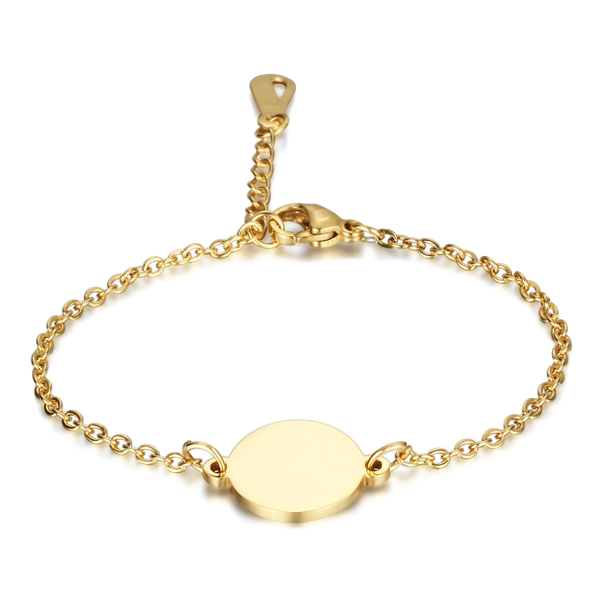 Custom Stainless Steel 19mm Circle Round Disk Blank DIY Engraved Link Chain Bracelet MegaBDM