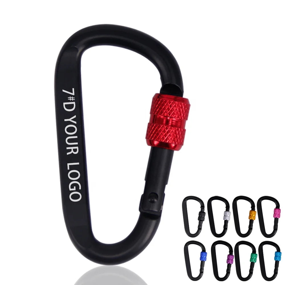 70*40*6.2mm Colorful Spring Locking Metal Carabiner Hook Squeeze Laser Logo for Outdoor Sports Mining Heavy Industry Camping