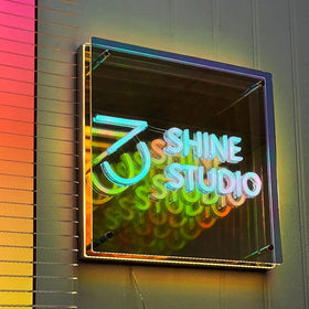 Winbo Custom Thousand Layer 3D Magic Neon Mirror Multicolor Infinite Luminous Letters Custom Neon Led Sign Light