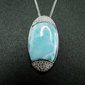 Hot Selling Real 925 Sterling Silver Beautiful Blue Natural Dominica Larimar Pendant Necklace For Women