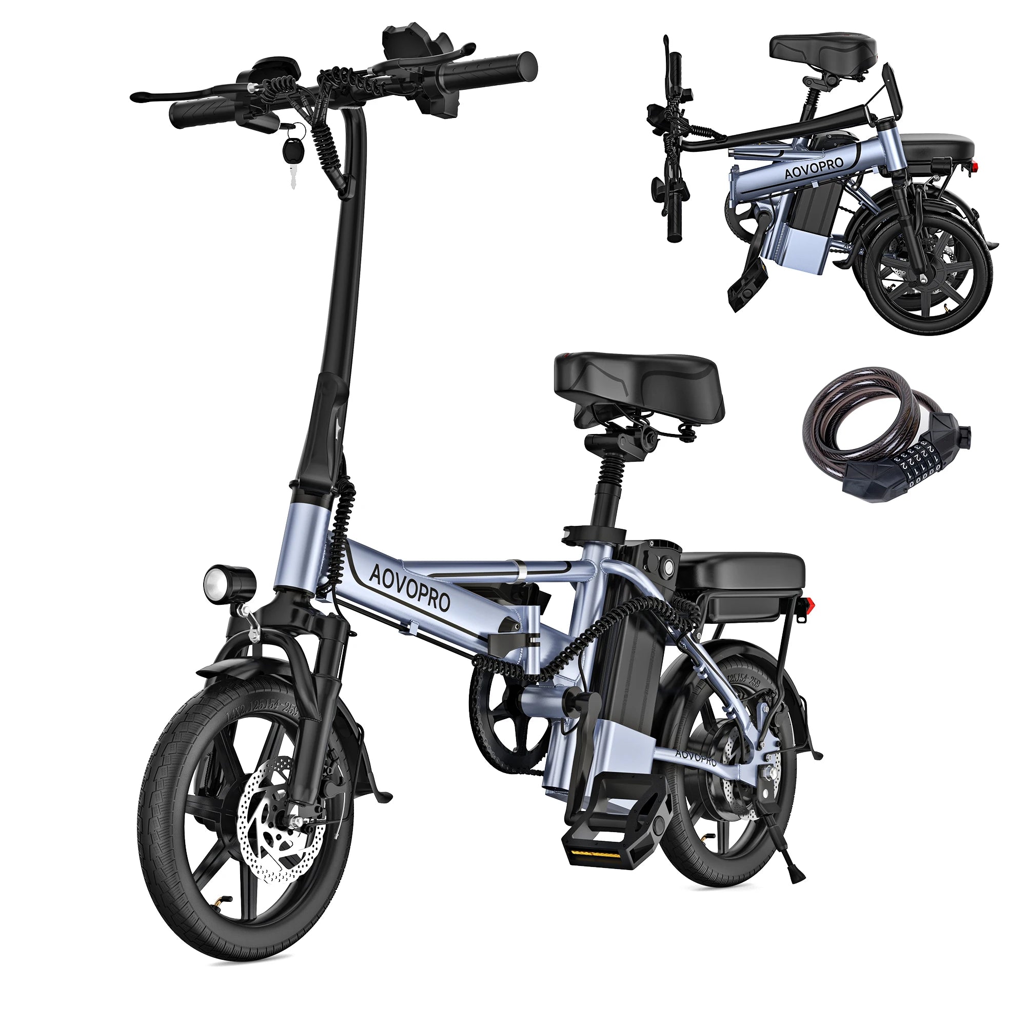 EU USA Warehouse Drop Shipp IngAOVOPRO Electric Bike 14inch Fat Tire E-bike 450w   Electric Bicycle  Adult Electric Road Bike