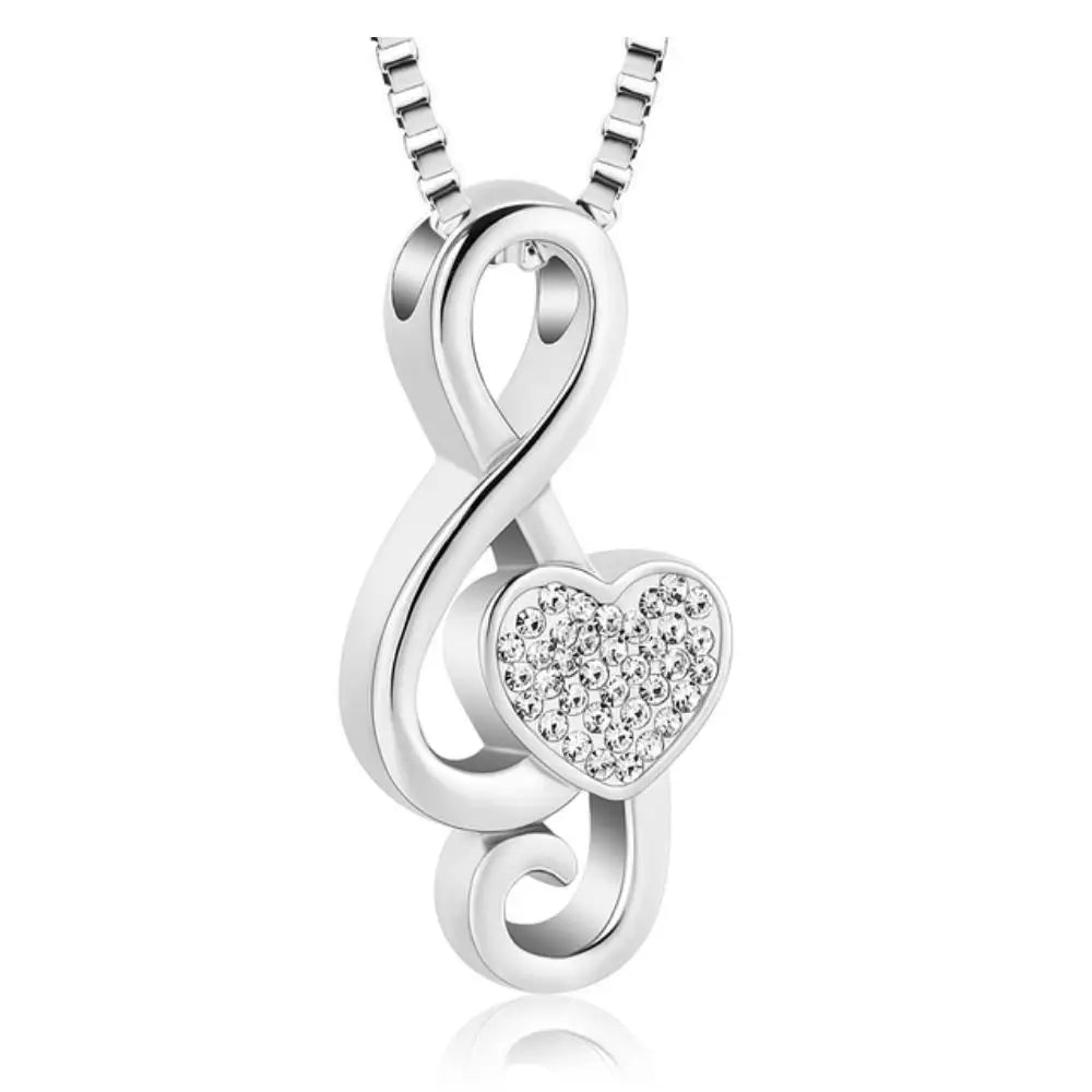 Crystal Music Note Cremation Urn Pendant Stainless Steel Musical Symbol Ash Urn Necklace Keepsake Memorial Fashion Jar Holder