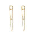 925 Sterling Silver Long Geometry Round Zircon Earrings for Women Exaggerated Fashion Style Jewelry