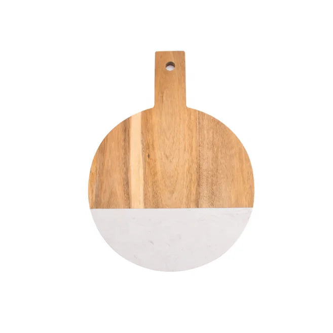Steak Bread Cutting Board Thin Round Pizza Stone Marble Acacia Wood Durable 2.0cm Thick for Hotel Restaurant Home Use