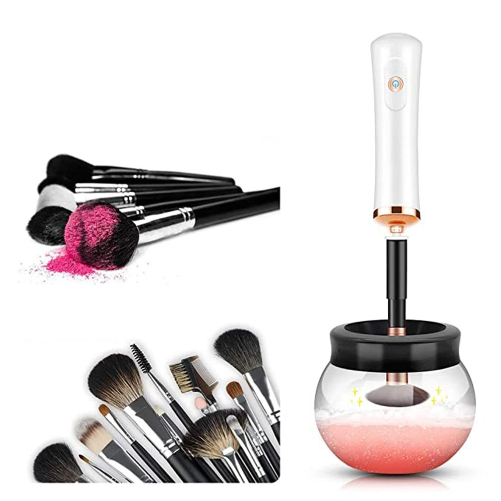 Portable Electric Makeup Brush Cleaner Dryer 8 Sizes Silicone Collars Electric Brush Spinner Makeup Tool