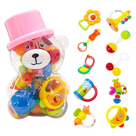 High Quality Eco Friendly Silicone Shaking Baby Rattle Teether Toy Set