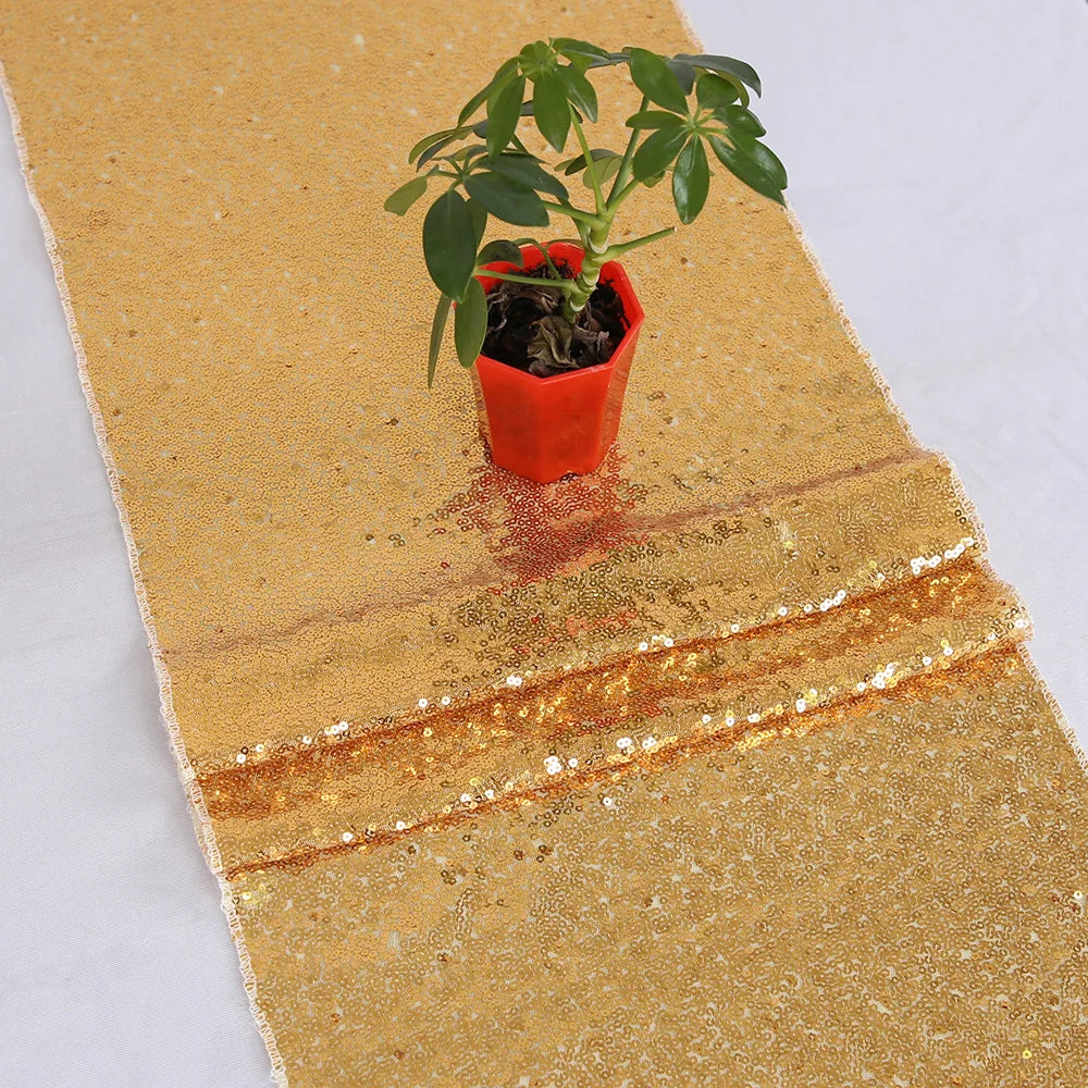 Factory Price 30x220cm Sparkly Gold Sequin Table Runners for Weddings Party Christmas Cloth Decor Chemin De Mariage
