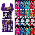 Henry Micronesia Chuuk Hawaiian Guam Skirts Islander Style Flower Print Polyester Black White Dress Fabrics for Garment