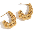 Personalized Gradient Bead Unusual Earrings Stainless Steel Hollow J-shaped Geometric Hoop Earrings Attractive Women Jewelry