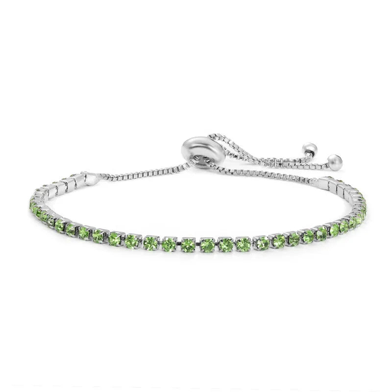 Newest Cubic Zirconia Cluster Bolo Bracelet Minimalist Iced Out Bracelet Adjustable Charm Tennis Bracelet for Women