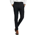 Men's Wool Business Suit Pants Black with Hidden Stripes Fashionable Commuter Style for Gentlemen
