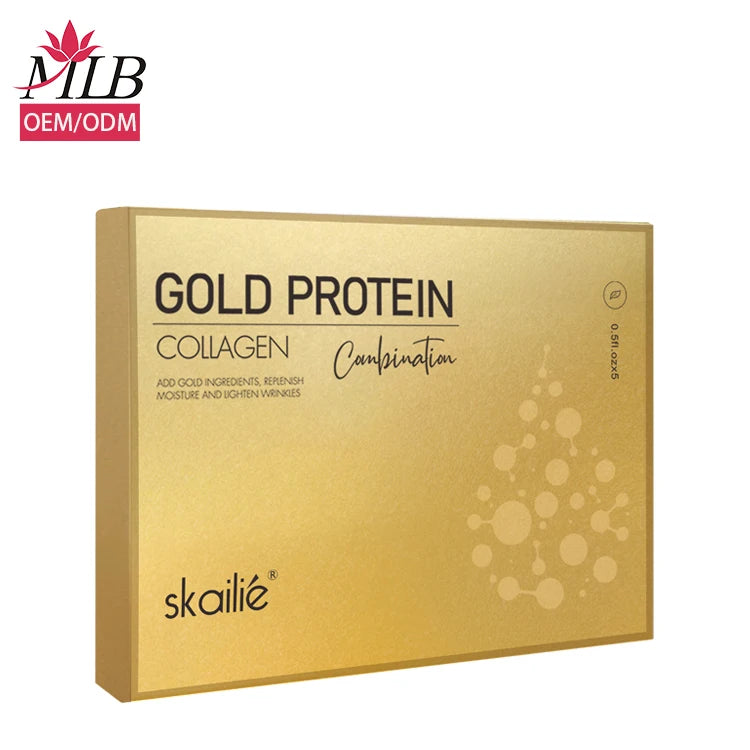 Ready to Ship Private Label Facial Serum Active Absorbent Soluble Elastin Protein Line Golden Lifting Face Collagen Threads Set