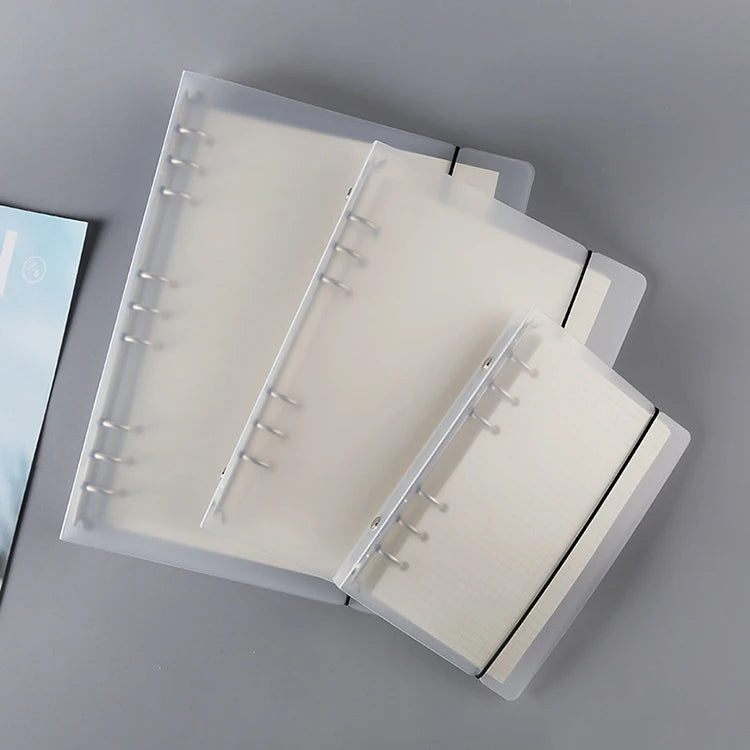 A6 PVC Glitter Binder Cover Clear Quicksand Decor Notebook Shell with Snap Button Closure 6 Ring Loose Leaf Binding