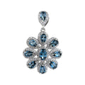 Sparkling Rhodium Plated 925 Sterling Silver Natural London Blue Topaz Pendant for Women Anniversary Gift