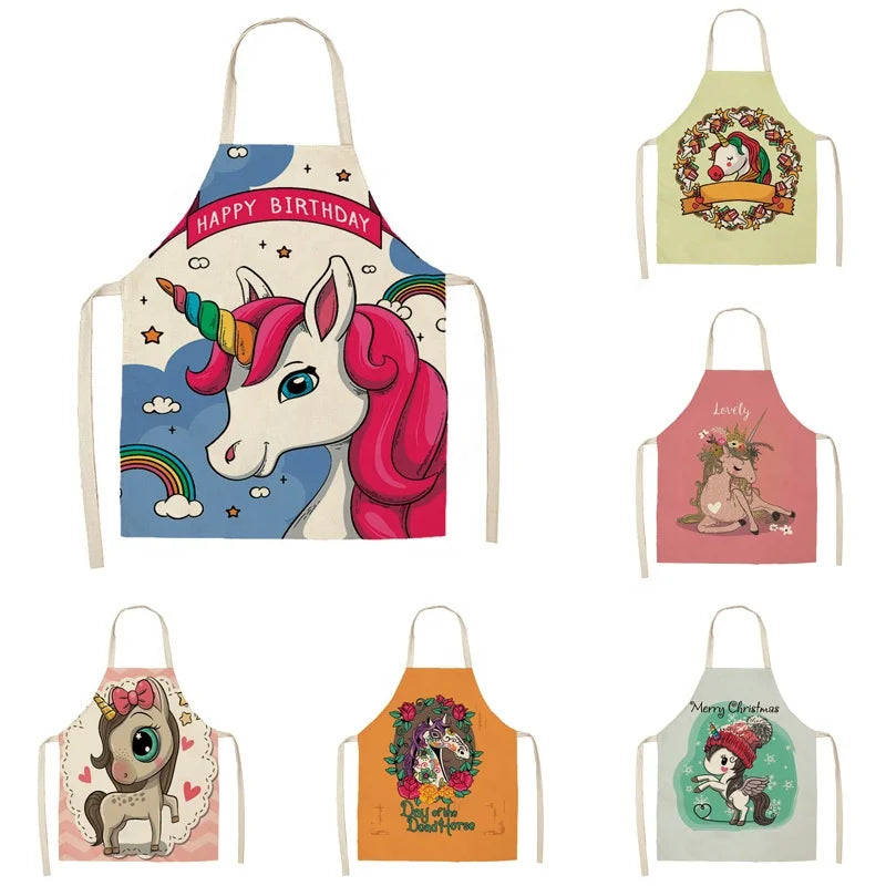 Wholesale Cartoon Animal Print Children's Apron Kit Washable Kitchen Cooking Baking Painting Aprons for Kids Boy Girl