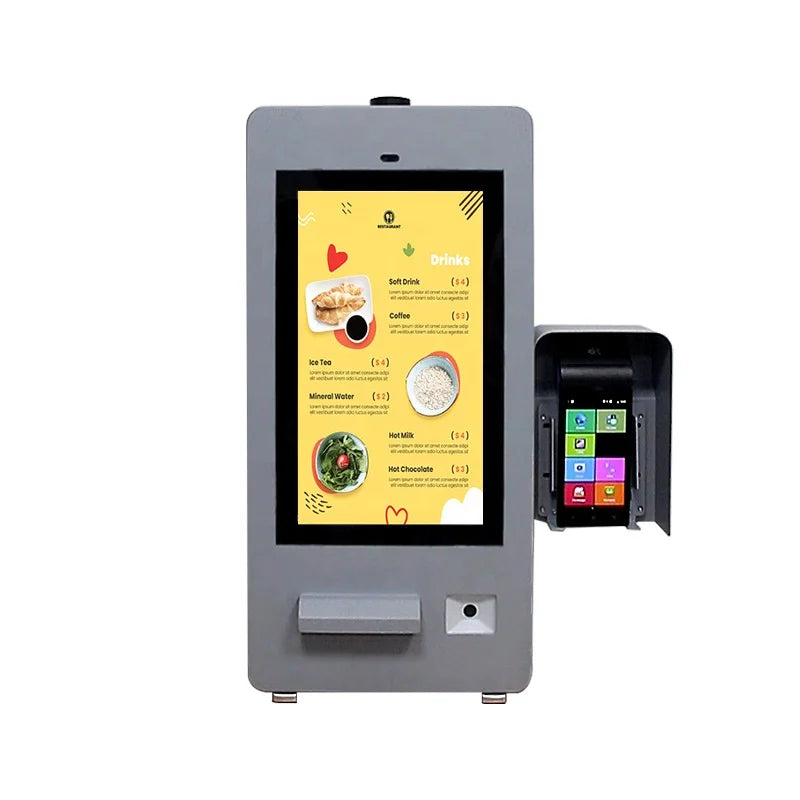 15.6 Inch Hamburg Cart Outdoor Wall Mount Ticket Printer Qr Code Scanner Touch Screen Self Service Payment Terminal