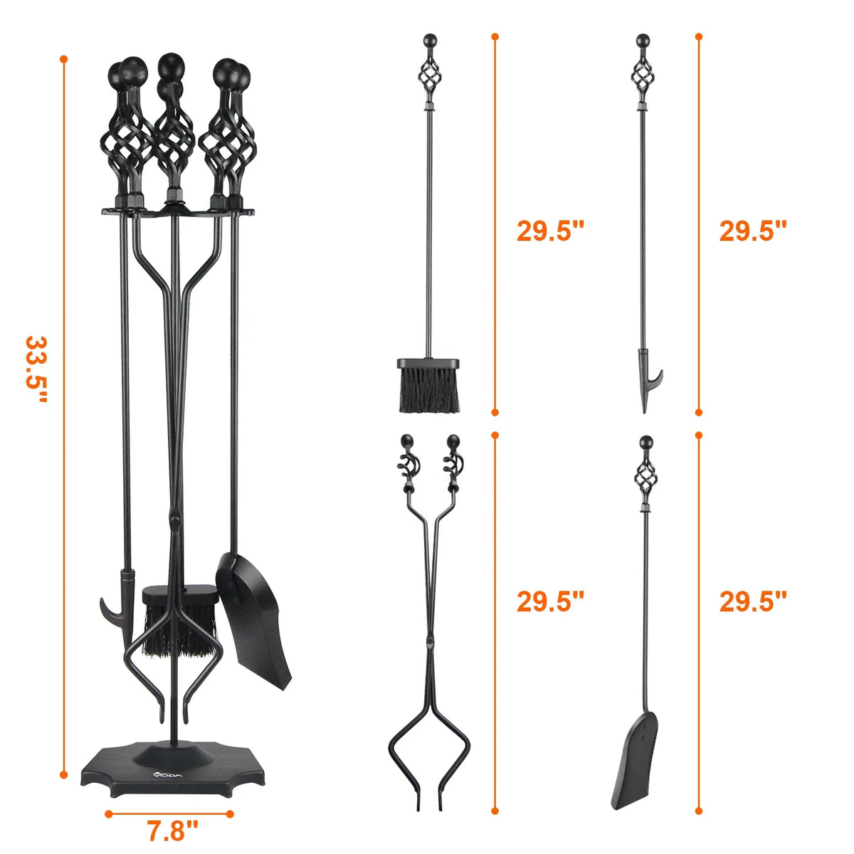 VODA Fireplace Accessories Fireplace Tools Sets for Indoor and Outdoor