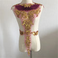 Tulle Gold Sequin Embroidery Lace Fabric Tassel Royal Noble Gown Applique Patch