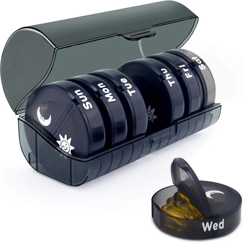 Large Capacity 7-Day Weekly AM PM Pill Organizer 2 Times Daily Capacity Pill Box for Pills Vitamins Fish Oil and Supplements