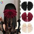 QIYUE Sweet Girl Hair Bows Soft Cloth With Lot Small Rhinestone Knotted Hair Ribbon Women's Hair Accessories