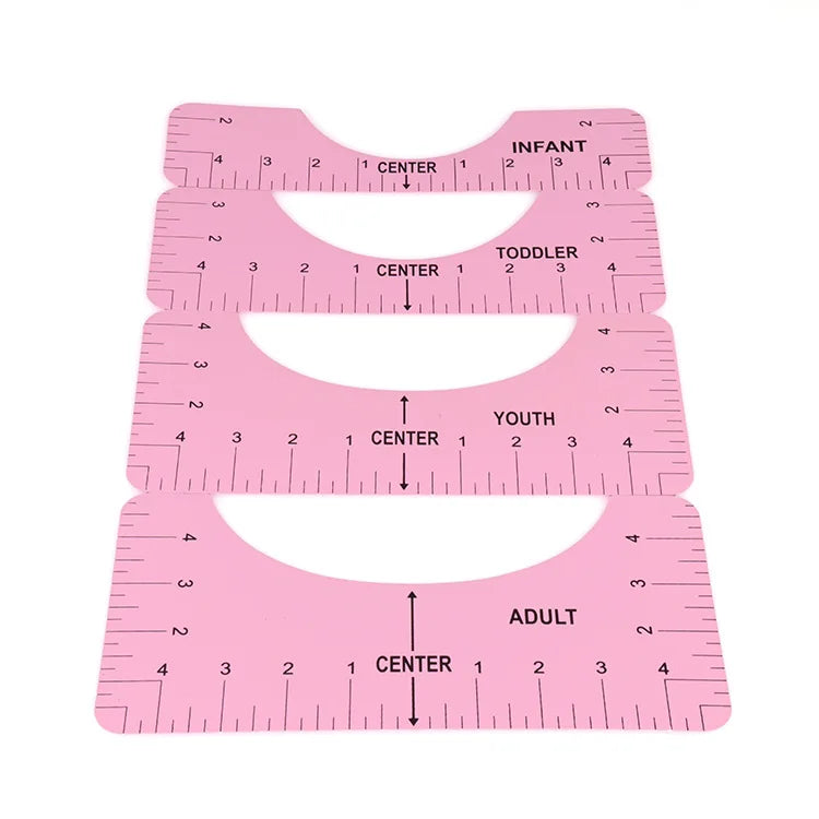 Wholesale 4 PCS DIY Portable Plastic Round Calibration Neck Sewing Alignment T Shirt Ruler with Guides