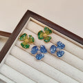 Minimalist S925 Silver Needle Earrings Three Leaf Clover Earrings Crystal Flower Stud Earrings Women