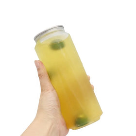 500ml Eco-friendly Aluminum Cap Transparent PET Plastic Cans for Bubble Milk Tea Coffee & Soda-OEM Logo Printing Beverage Use