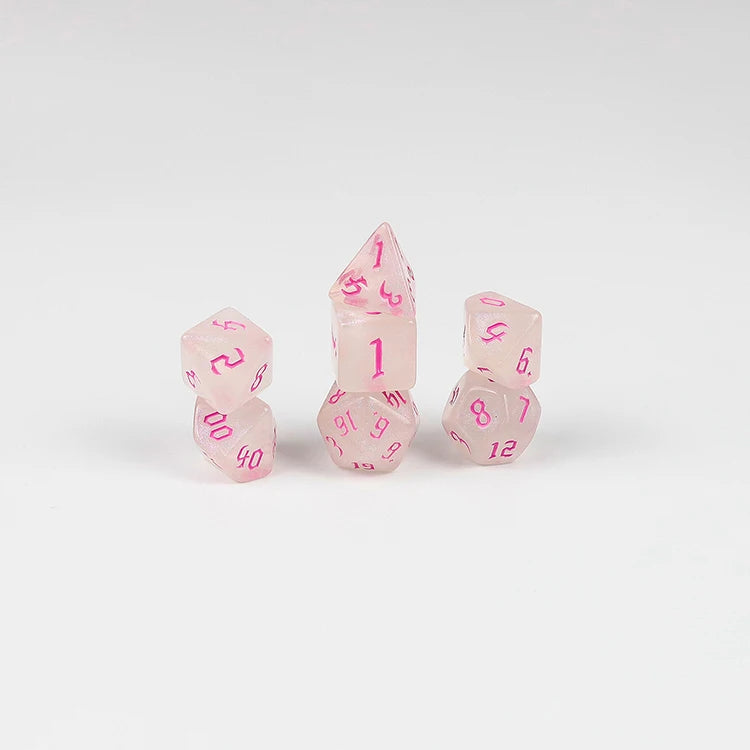 Acrylic Dice 7pcs Dice Set Resin Polyhedron Dice with Wooden Box for RPG DND TRPG Tabletop Game Board Game