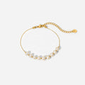New Fashion INS Natural Freshwater Pearl Stainless Steel Bangles Jewelry Women Gifts Dainty PVD 18K Gold Plated Chain Bracelets
