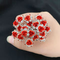 Bulk 20Pcs Fashion Wedding Bridal Red Pearl Flower Clear Crystal Rhinestone Hair Pins Clips Hairwear Jewelry Hair Accessories