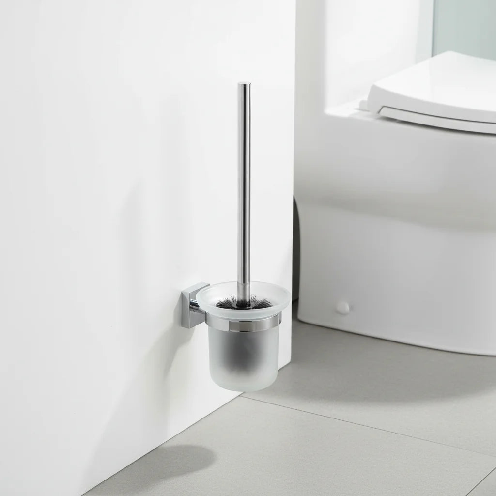Wholesale Modern Glass Bathroom Wall Toilet Brush with Holder for Hotel Use