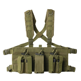 Tactical Chest Rig Paintball Combat Vest with Ammo Pouches -Adjustable MOLLE Chest Bag for Hunting CS Games &Outdoor Training