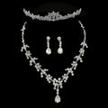 Bride Necklace and Earrings Set Chain Wedding Necklace Accessories Crown Necklace and Earrings Three-piece Wedding Jewelry