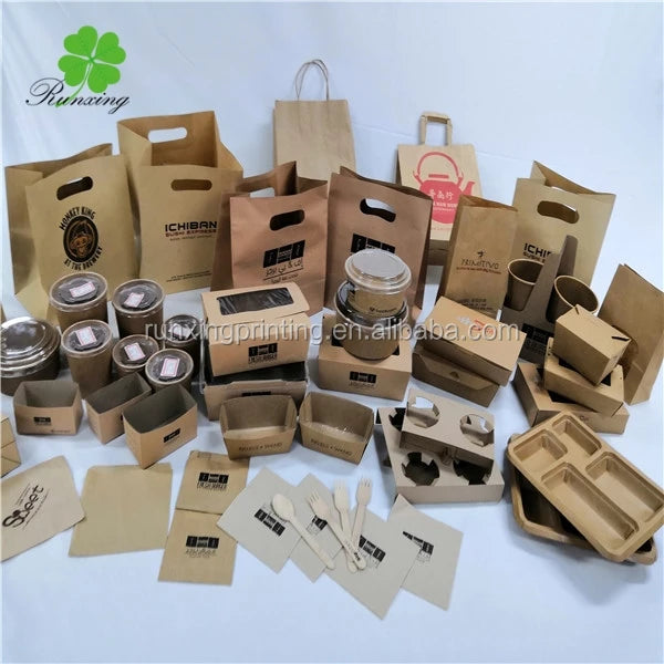 Custom Printed Recycled Kraft Paper Bag for Food Takeaway & Grocery Shopping Brown Craft Packaging-Offset Printing