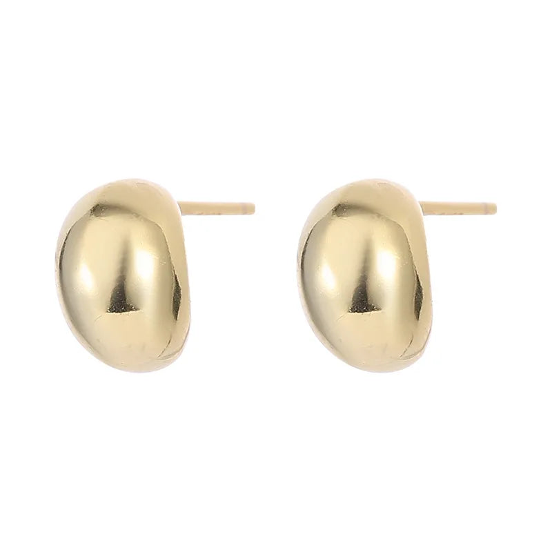Fashion Jewelry Earrings 925 Sterling Silver Earring C Shape Golden Beans Shape Gold Plated Stud Earrings for Women