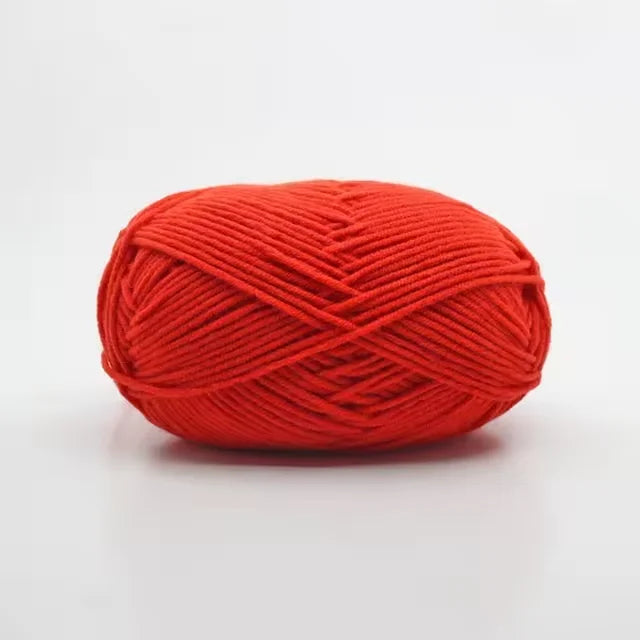 4ply Smooth Milk Fiber Knitting Red Wool Yarn Fabric 50g Crochet Knitting Supplies DIY Handcrafts Hand Knitted Cotton Material