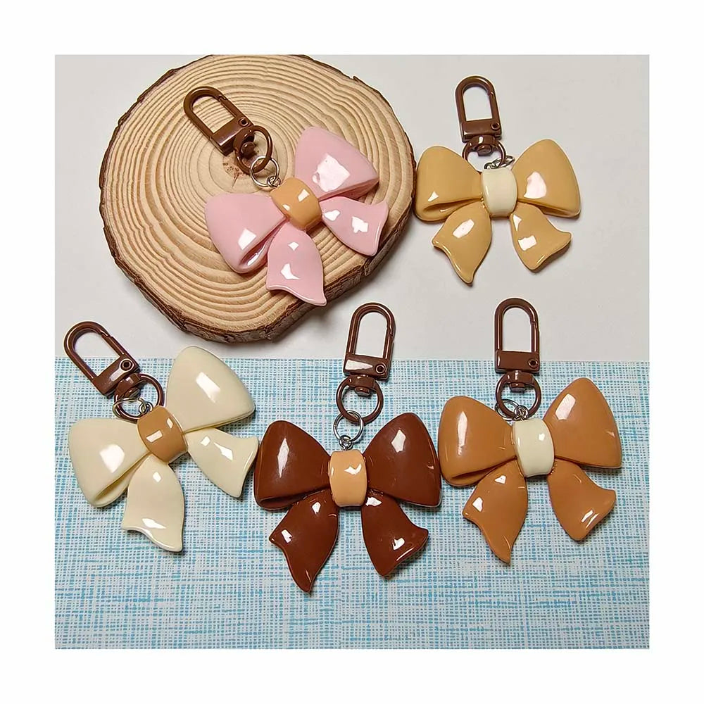 Kawaii Resin Bowknot Keychain Colorful Bow Key Rings for Women Girls Phone Case Accessories