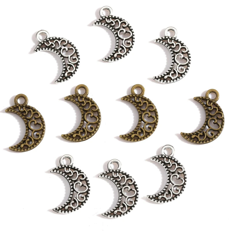 2 Colour 100pcs/bag Moon Charm Pendants for Bracelet Necklace Jewelry Accessories Diy Jewelry Making L607