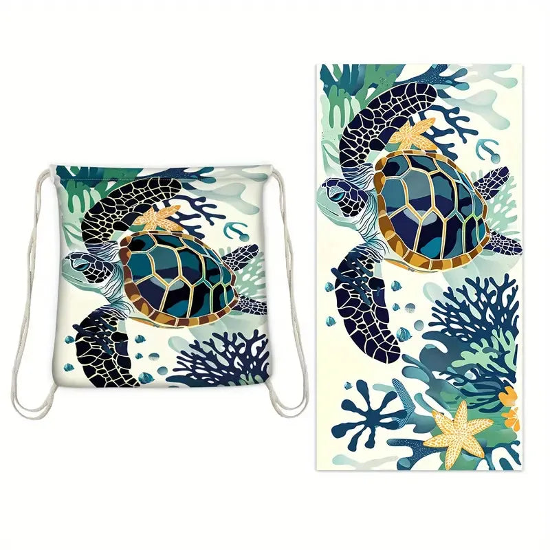 Custom Design Summer Printed Microfiber or Cotton 2 in 1 Tote Bag Converts to Beach Towel Backpack Soft & Absorbent Quick-Dry