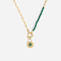 New Arrival Delicate Jewelry 14K Gold Plated Stainless Steel Natural Stone Green Malachite Stones Pendant Necklace