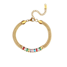 Fashionable New Stainless Steel Bracelet 18k Gold-plated Personalized Zircon Peach Heart Hollow Titanium Steel Bracelet