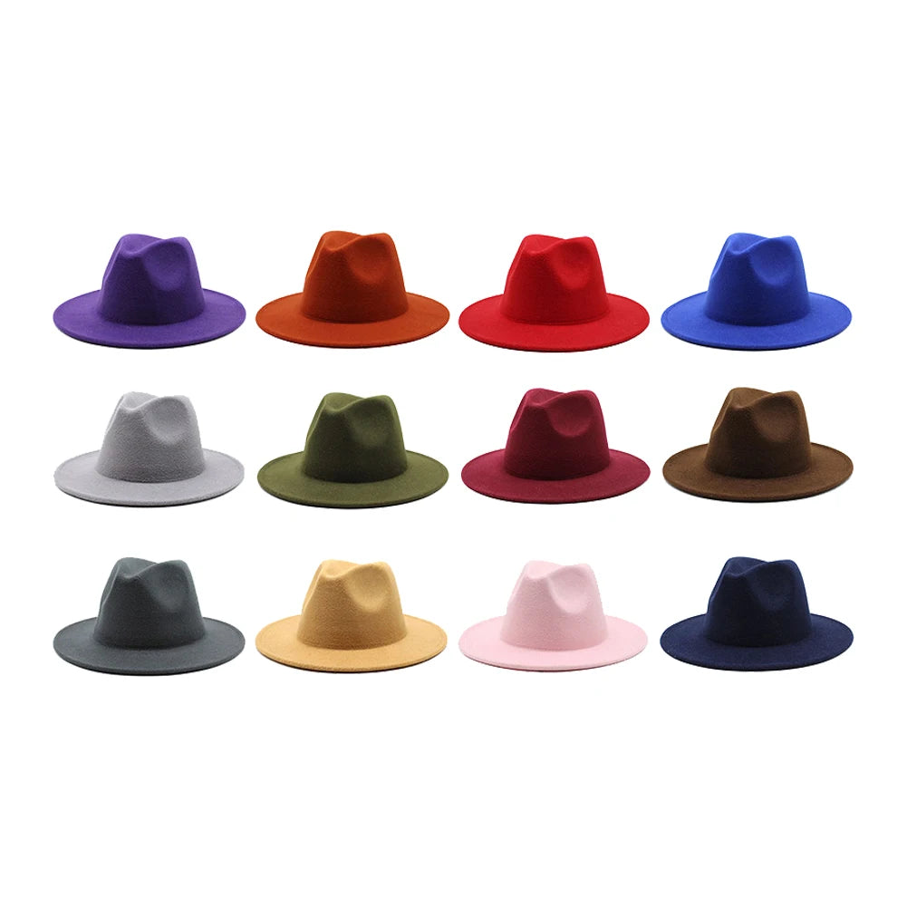 Wholesale Custom Plain Black White Winter Wide Brim Wool Outdoor Party Elegant Western Style Fedora Hats